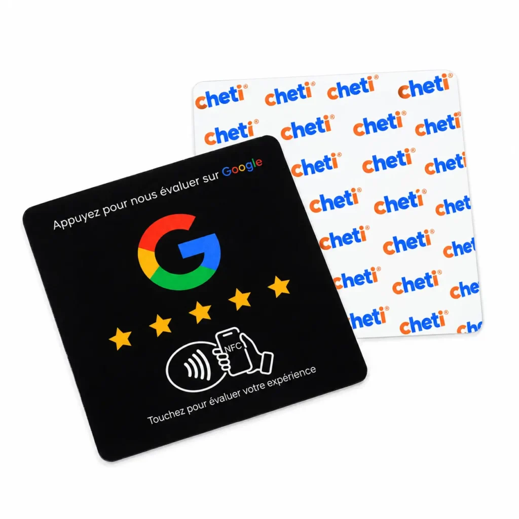 Plaque avis Google NFC 10 cm, programmée et prête à poser